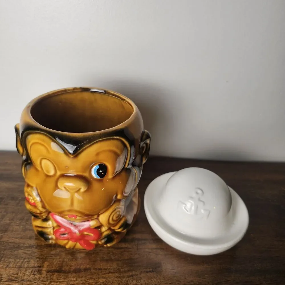 Vintage Japan Sailor Monkey Cookie Jar Ceramic Lollipop Canister 1960s 1970s